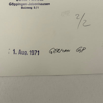 Vintage Racing Photo 1971 German Grand Prix Race Jackie Stewart Motorsport