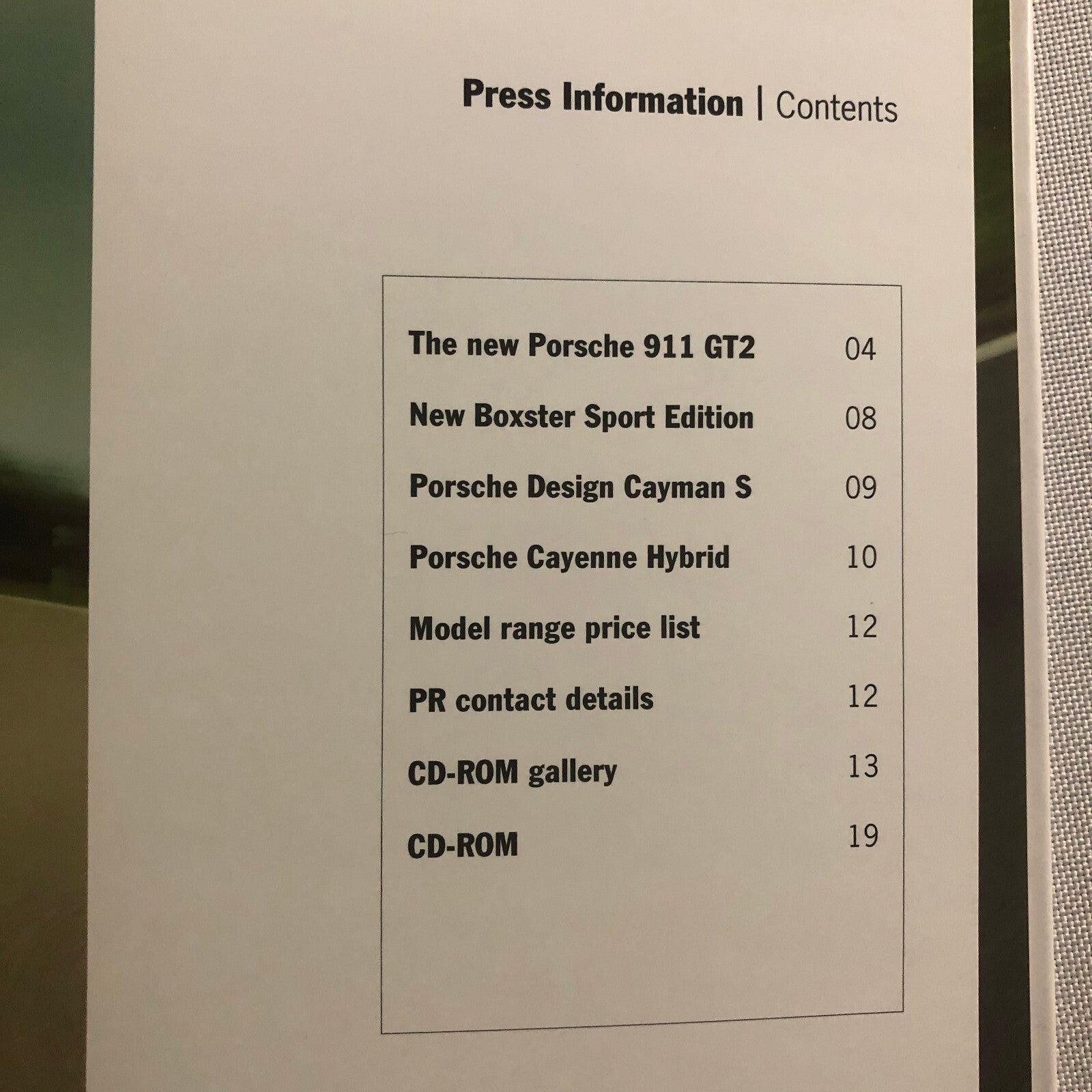 2007 Porsche Press Kit Book Brochure 911 GT2 Cayman S Boxster Sport Cayenne +