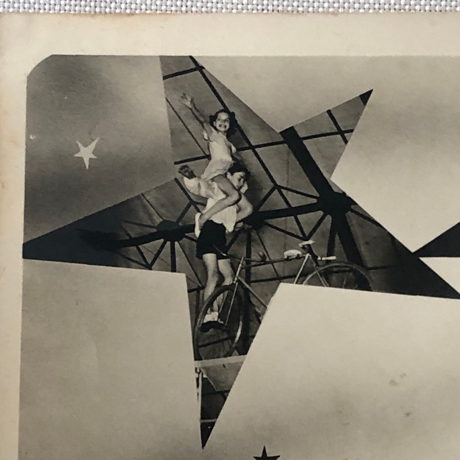 Circus Children Bicycle Balancing Acrobat Acrobatic Act Photo Photograph Vintage