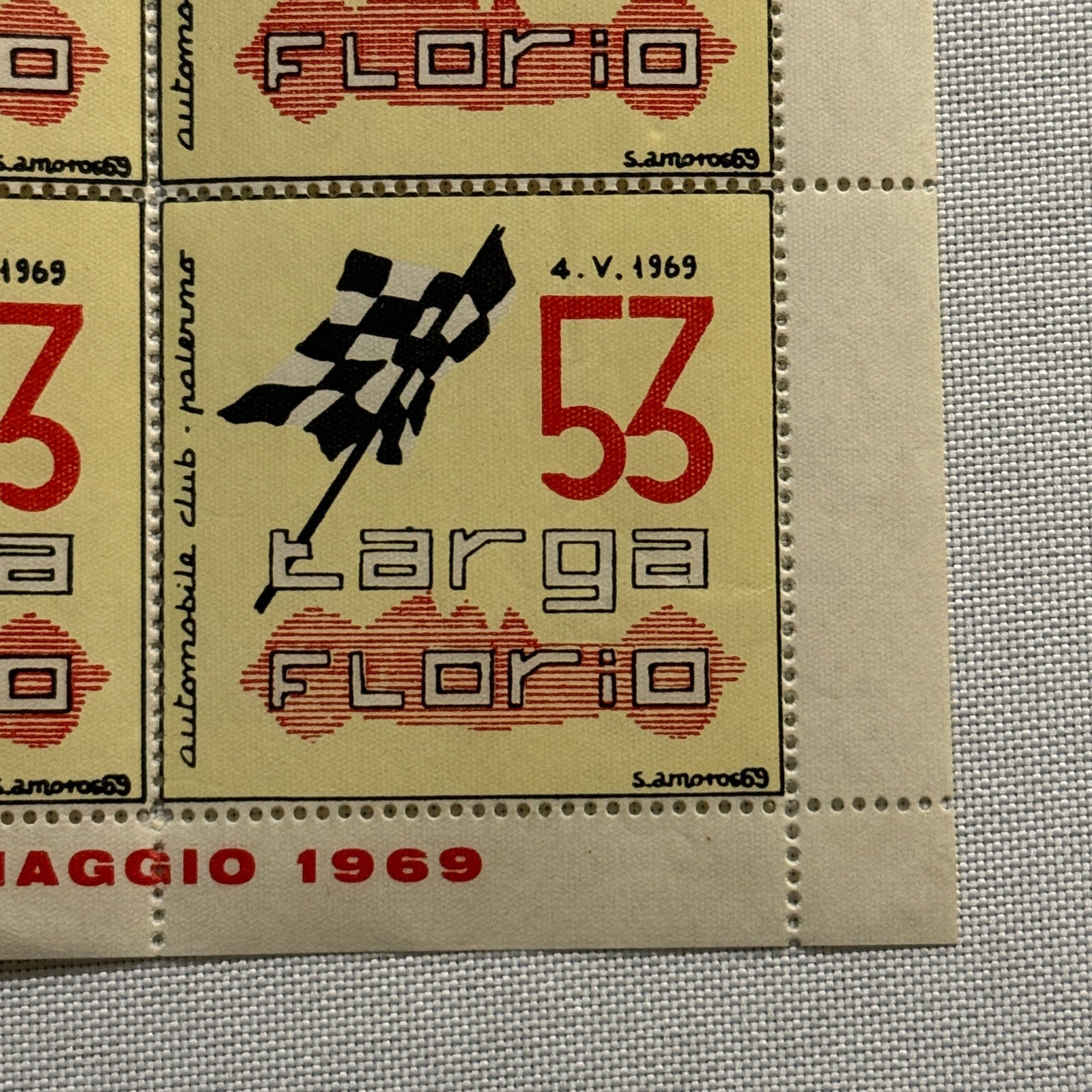 1969 Targa Florio Race Racing Postage Stamp Sheet 4x Stamps