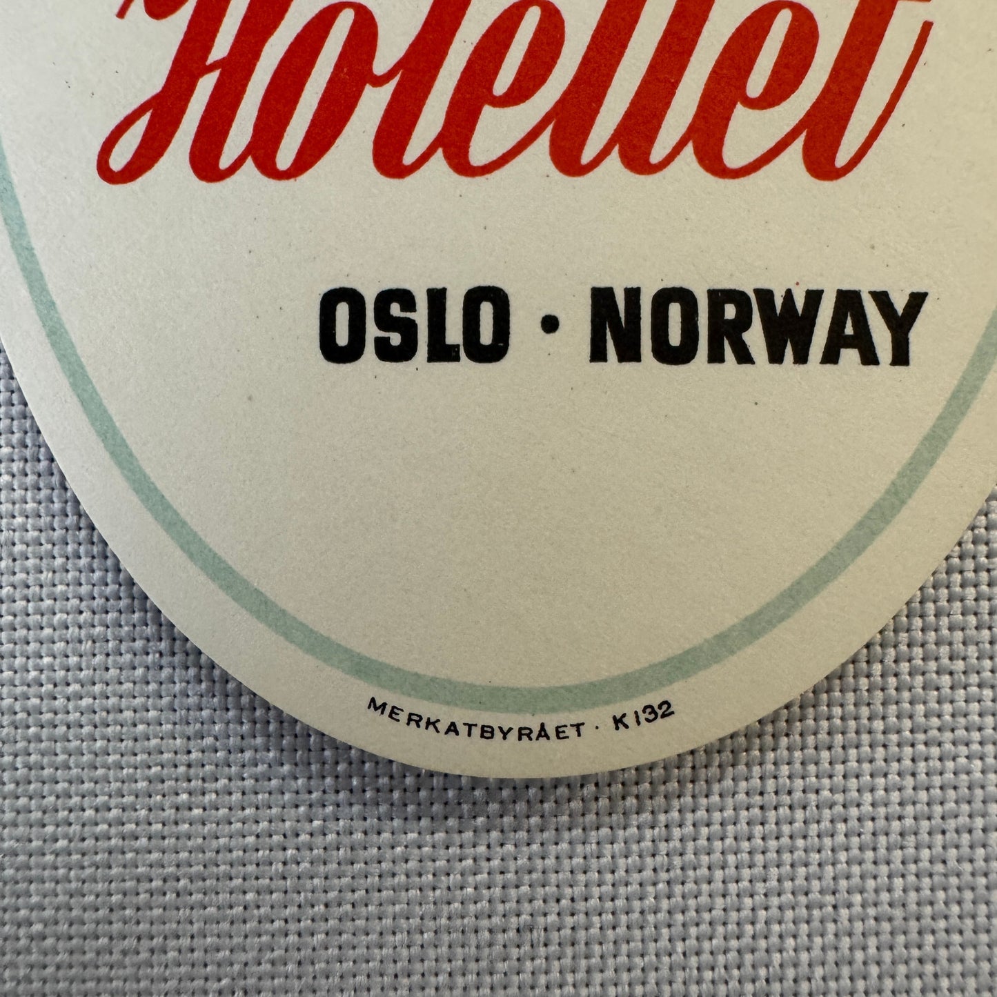 Vintage Hotel Travel Label KNA Hotellet Hotel Oslo Norway