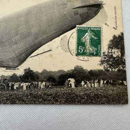 Vintage Zeppelin Airship Dirigible Postcard Post Card French La Republique