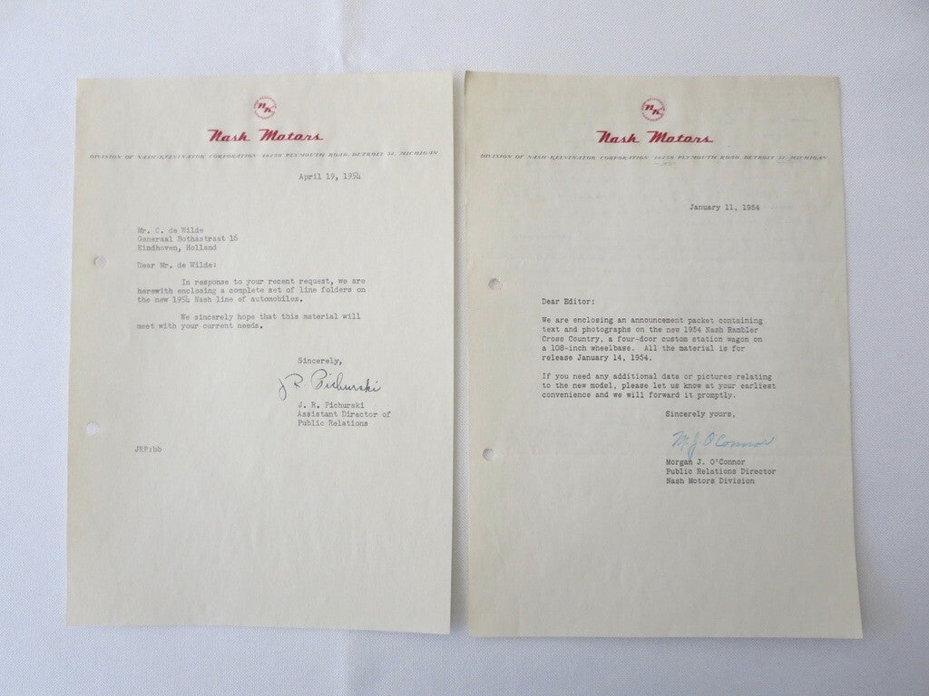 1949 - 1955 Nash Motors Car Company Letter Letterhead Document Lot of 8