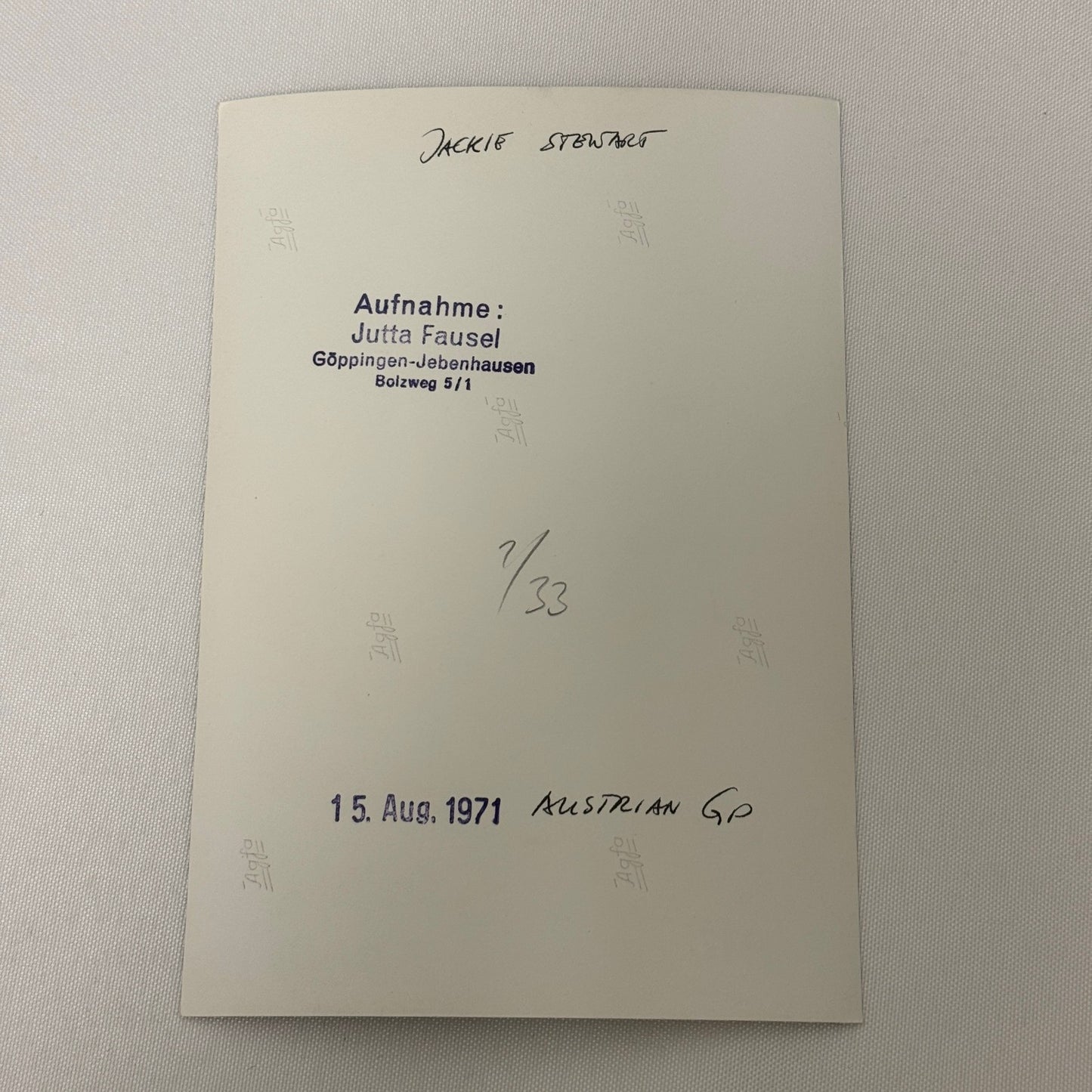 Vintage Racing Photo 1971 Austrian Grand Prix Driver Jackie Stewart Motorsport