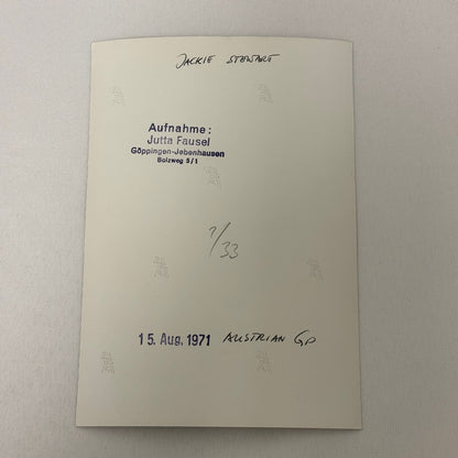 Vintage Racing Photo 1971 Austrian Grand Prix Driver Jackie Stewart Motorsport