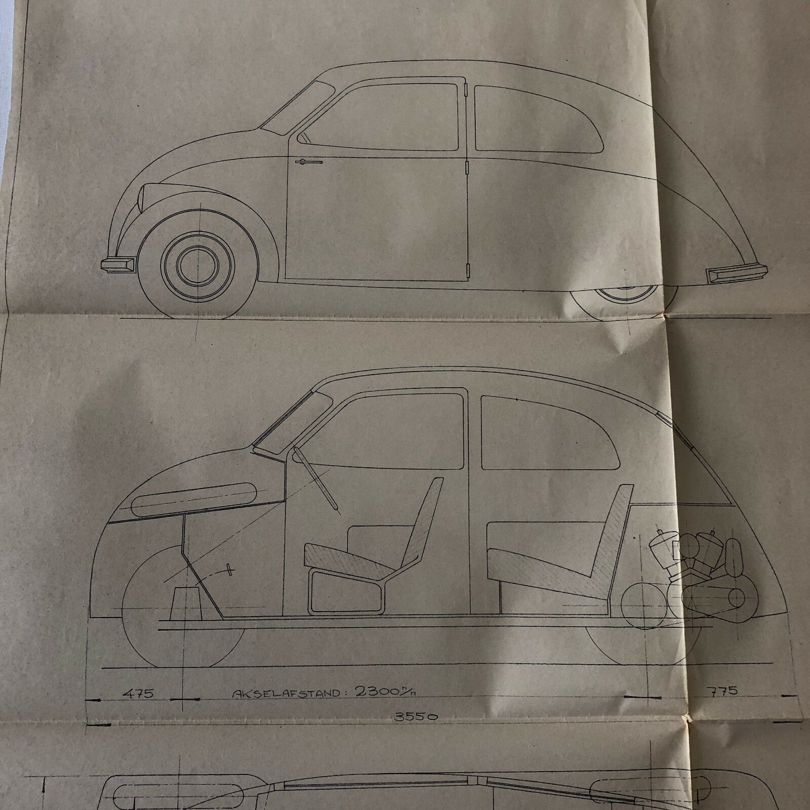 1935 Coachbuilder Car Design Blueprint Rendering Blue Print 2-Door Body