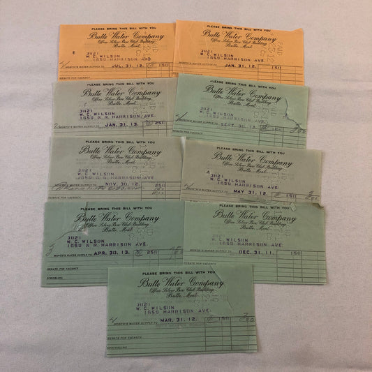 Butte Water Company Butte Montana Newspaper Document Ephemera Lot 9x 1910s