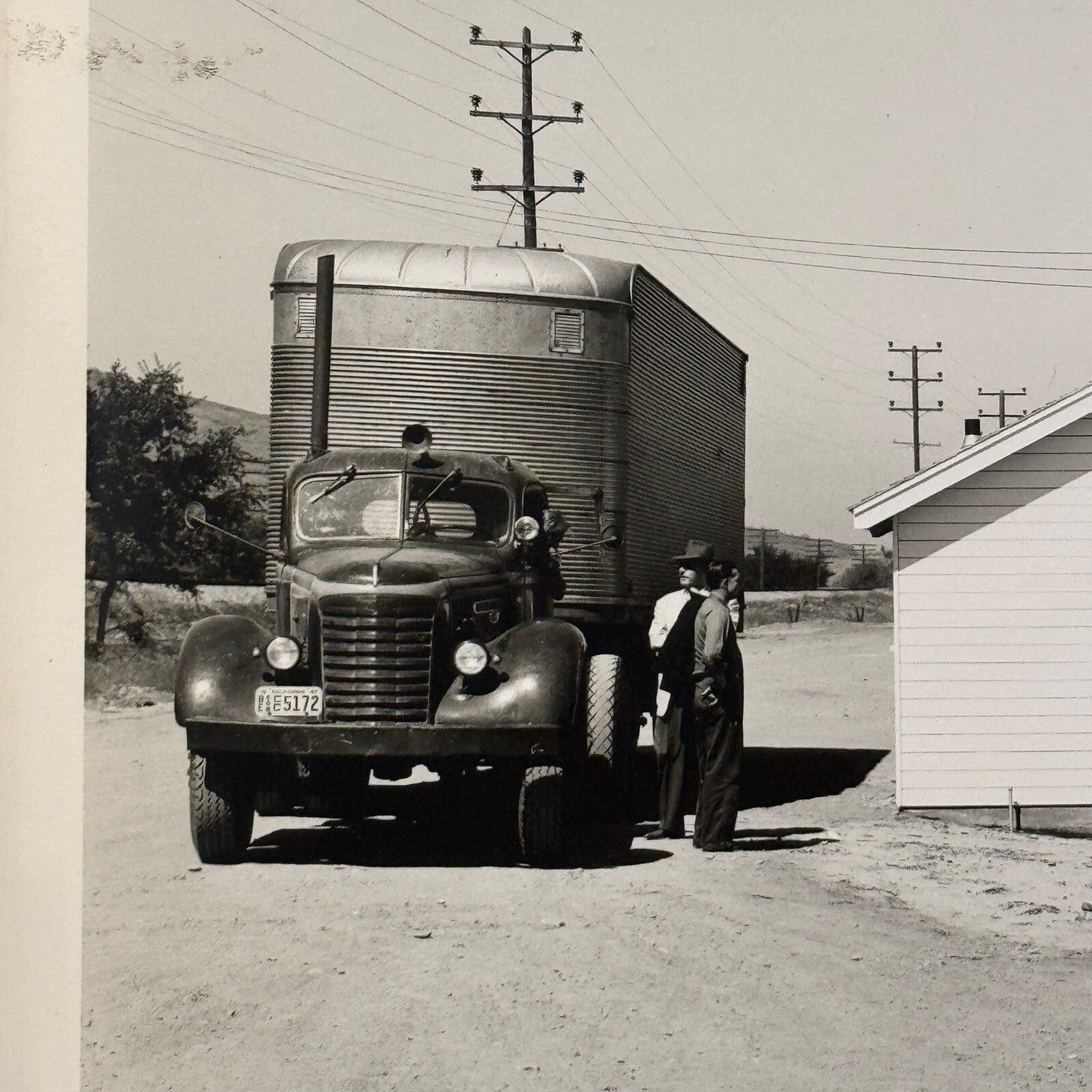 California Highway Truck Inspection Station Vintage Photo Photograph 1947