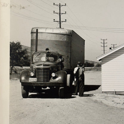 California Highway Truck Inspection Station Vintage Photo Photograph 1947