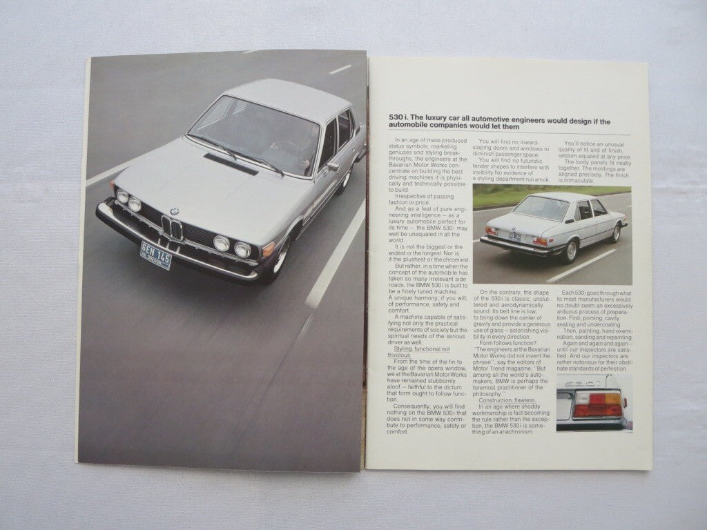1975 BMW 530i Sales Brochure Catalog Advertising 5 Series 530 i