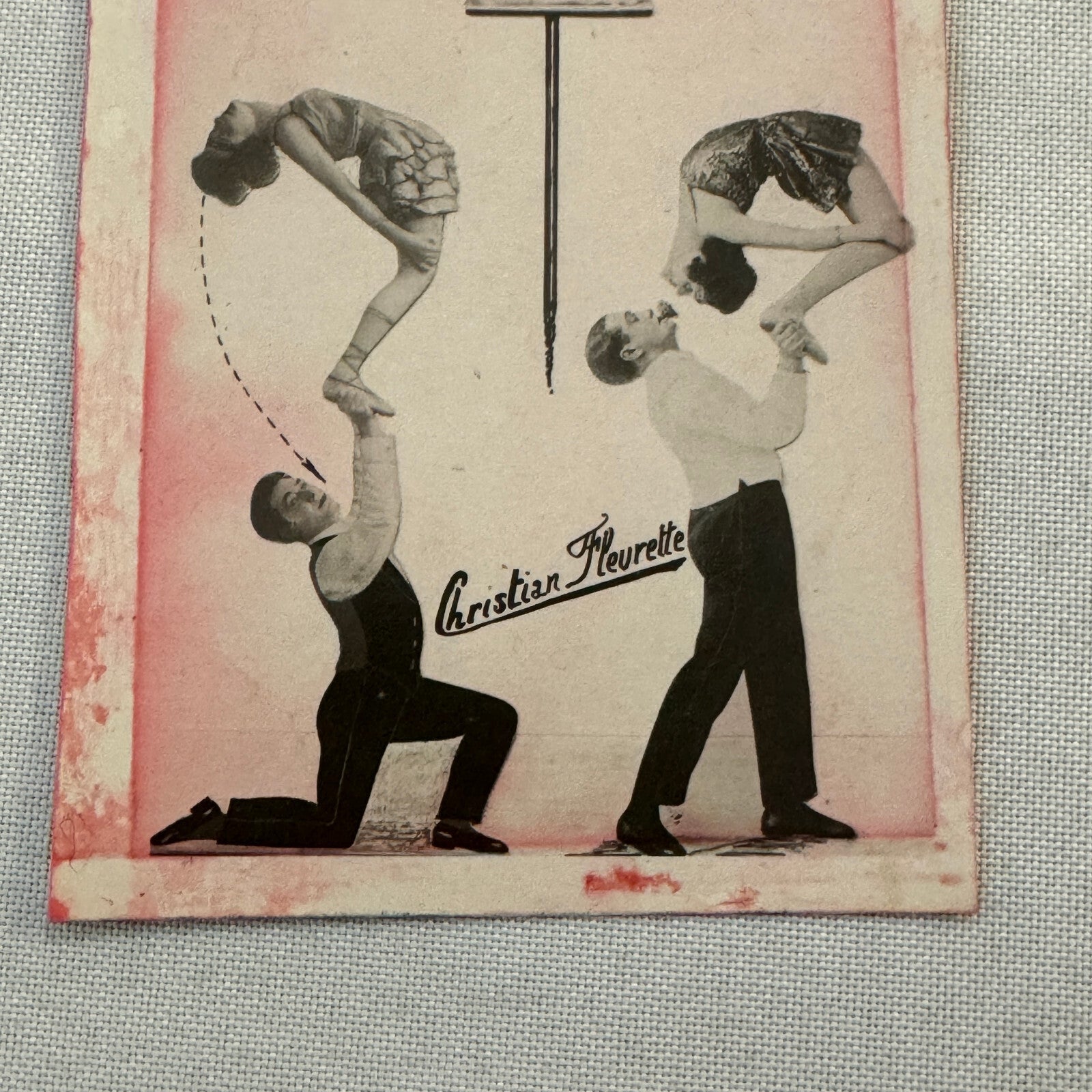 Vintage CIrcus Balancing Act Advertising Card Lot of 2 Christian & Fleurette