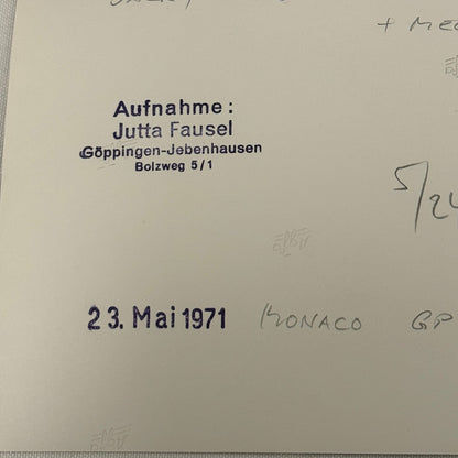 Vintage Racing Photo Ferrari Engineer Mauro Forghieri Jacky Ickx 1971 Monaco GP