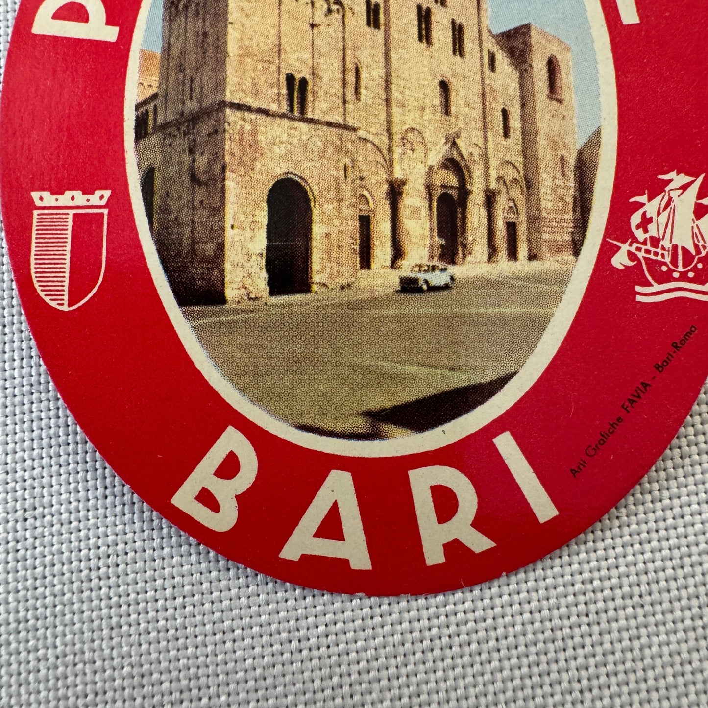 Vintage Hotel Travel Luggage Label Palace Hotel Bari Italy Italian