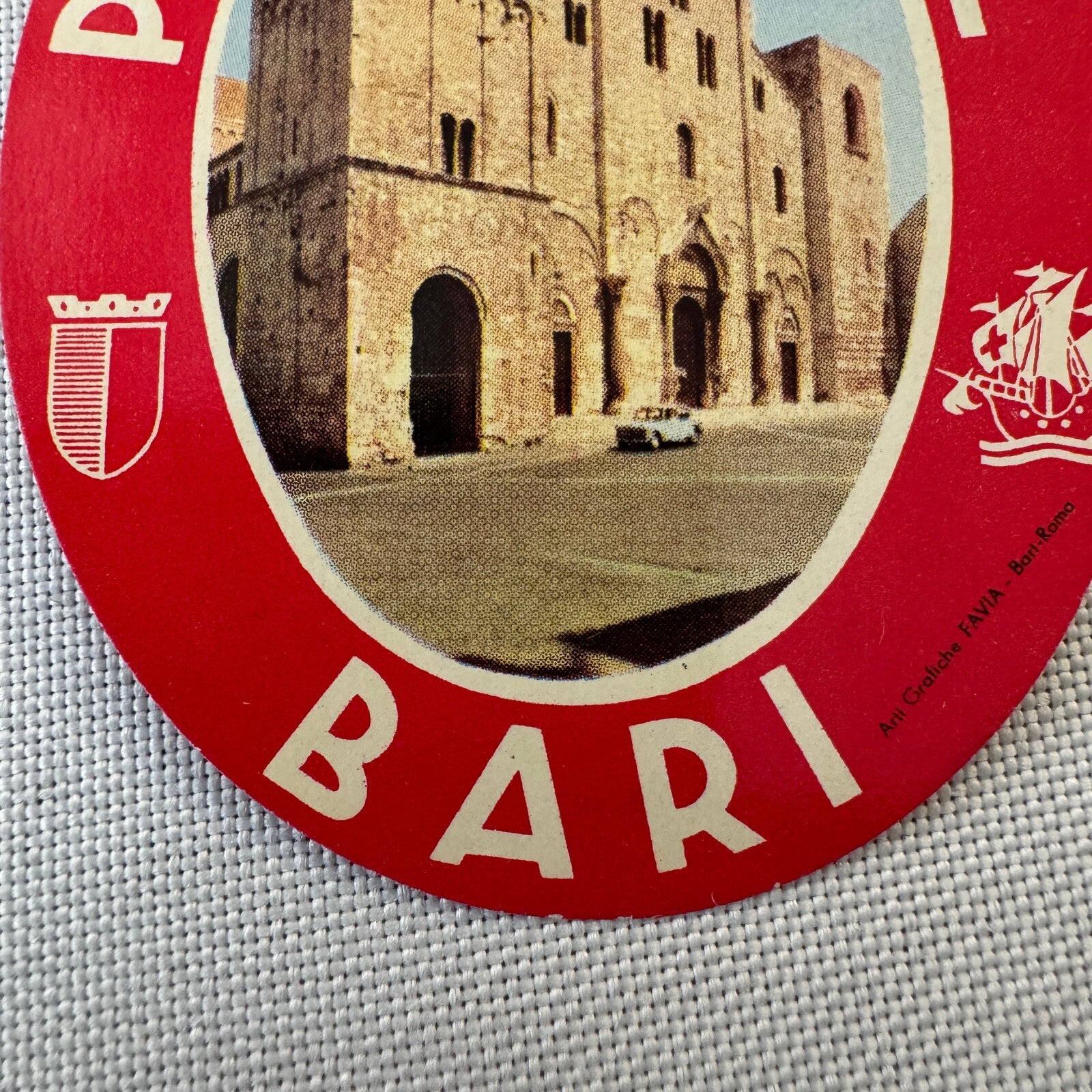 Vintage Hotel Travel Luggage Label Palace Hotel Bari Italy Italian