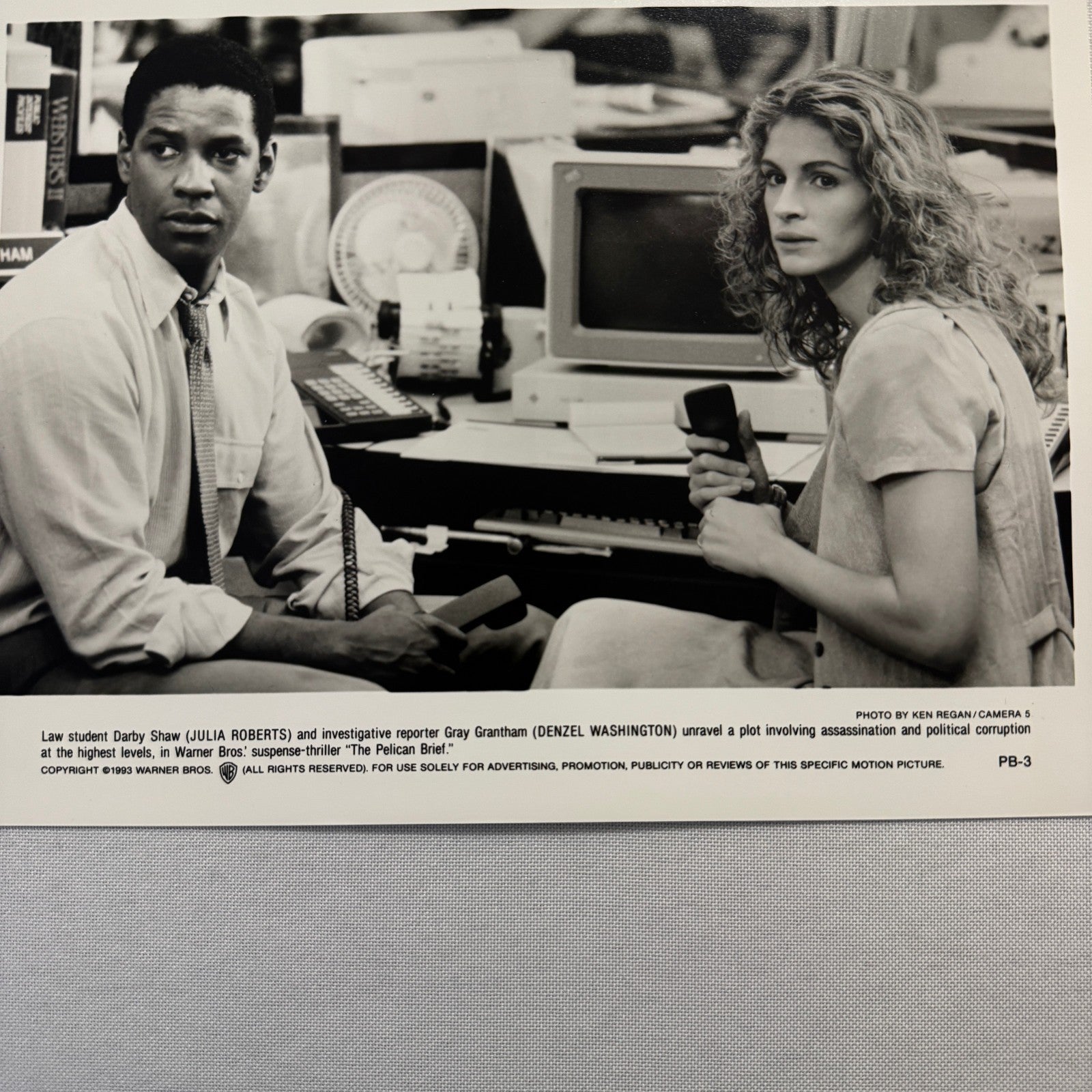The Pelican Brief Movie Press Photo Publicity Photograph Julia Roberts Denzel