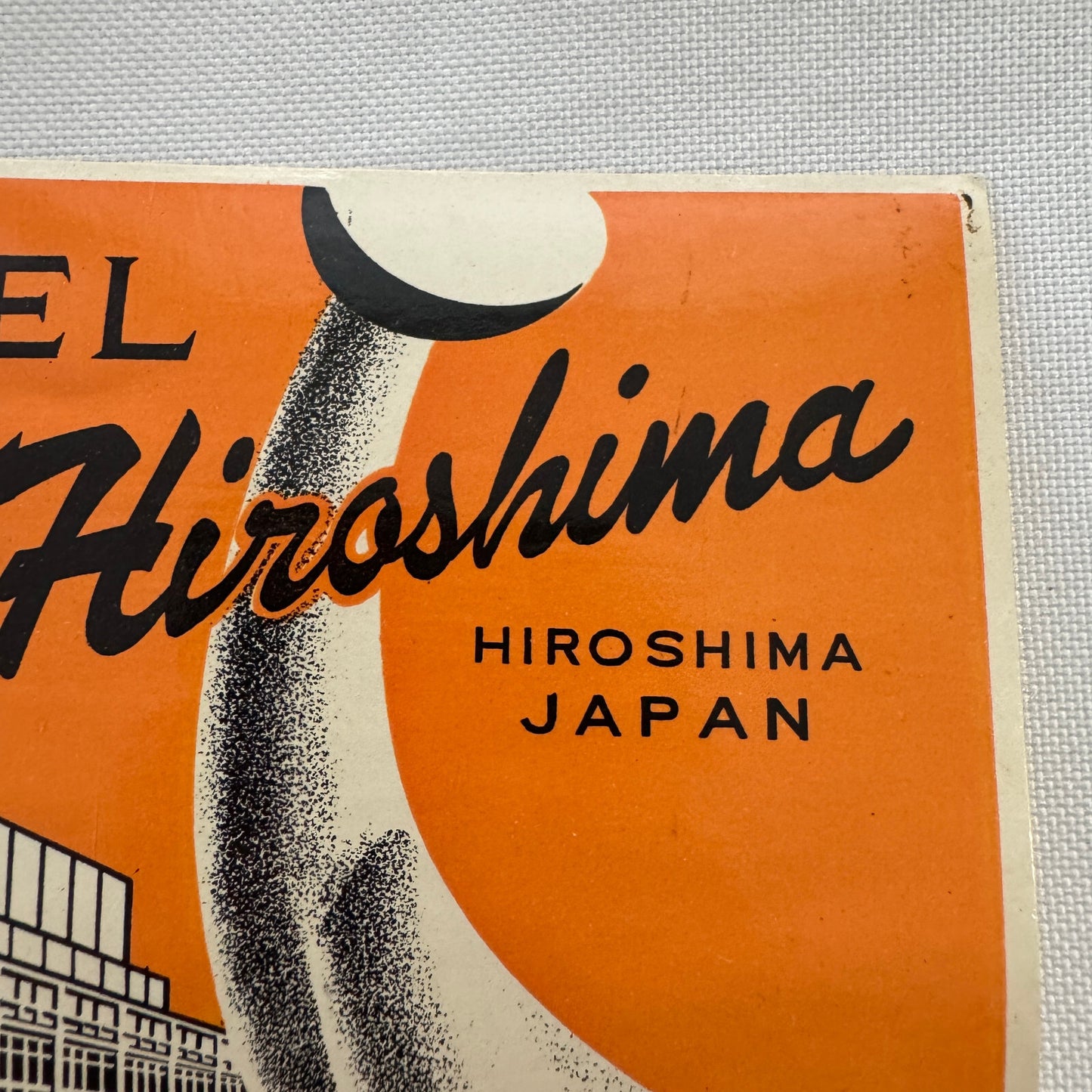 Vintage Travel Luggage Label Hotel New Hiroshima Japan Japanese