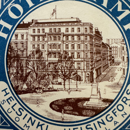 Vintage Travel Luggage Label Hotel Kamp Helsinki Finland Finnish