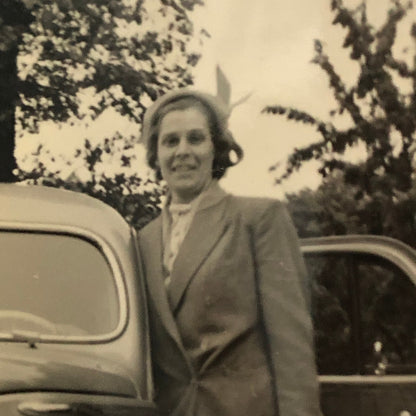 Vintage Photo Photograph Woman with Car Automobile  - Tag AL22SM2
