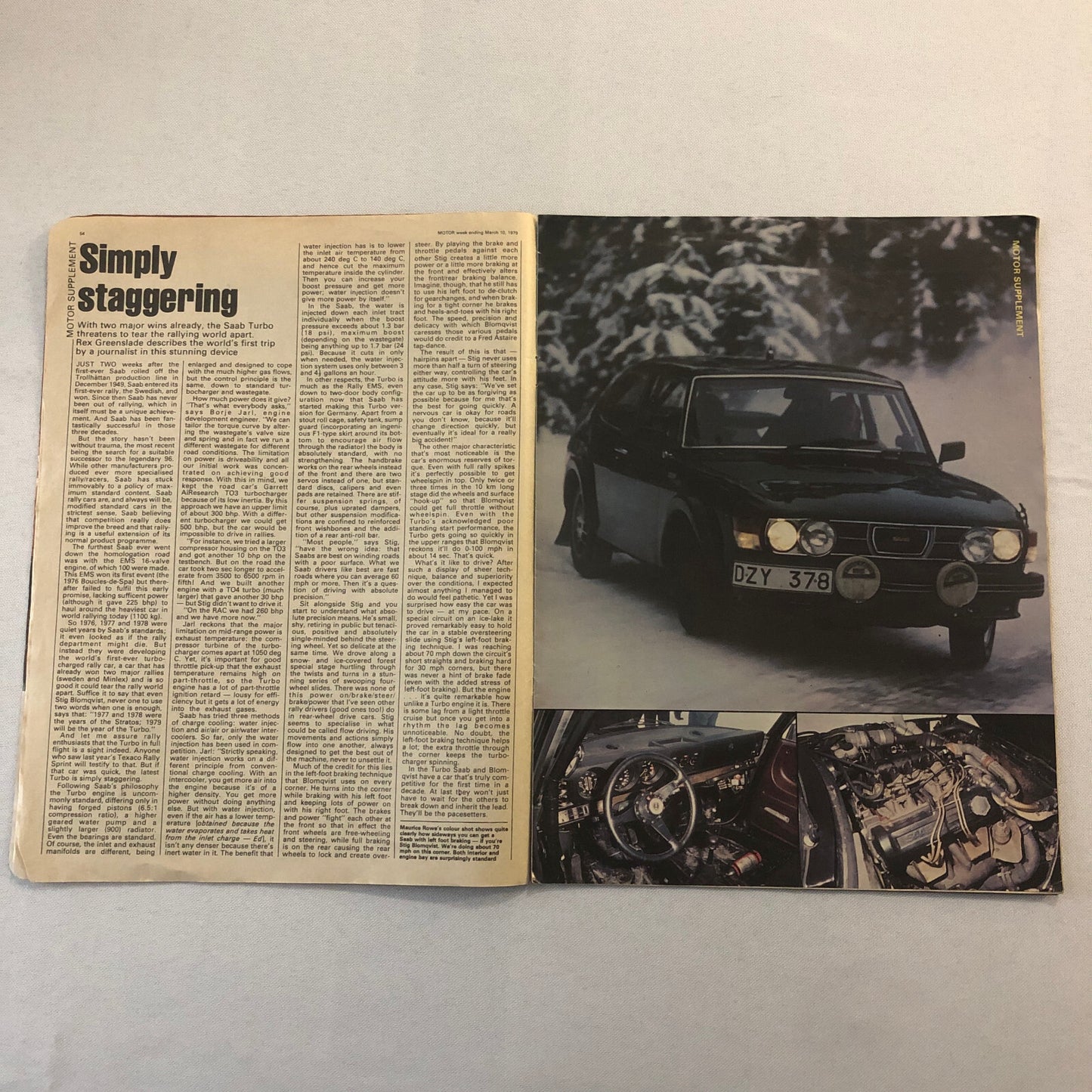 Vintage Saab 900 Magazine Supplement Brochure 1979 ? Saab 900 Turbo +