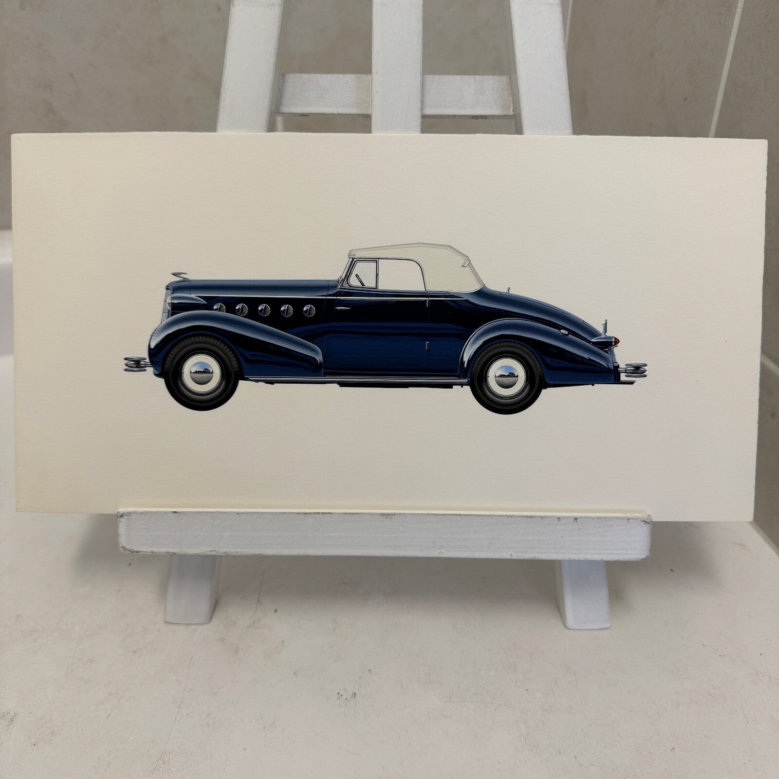 1934 LaSalle Series 34-50 Convertible Coupe Automobile Illustration Art Drawing