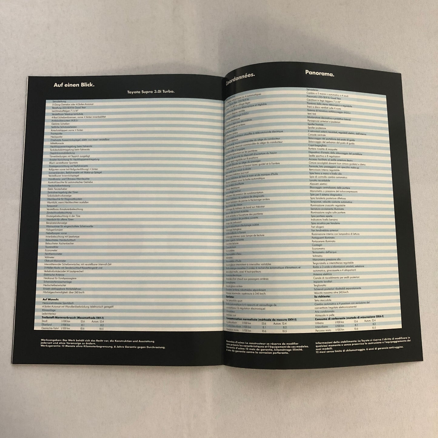 Vintage Toyota Supra Turbo Sales Brochure Catalog French German Italian Text