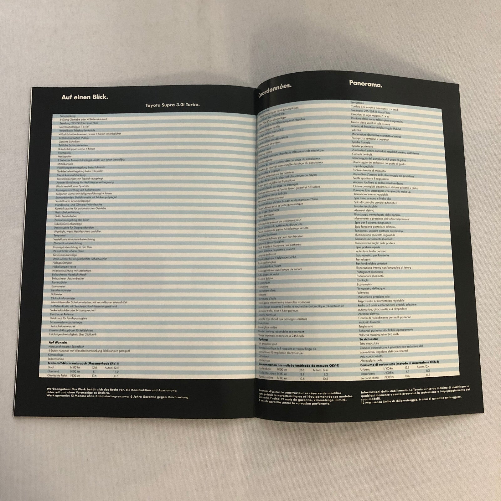 Vintage Toyota Supra Turbo Sales Brochure Catalog French German Italian Text