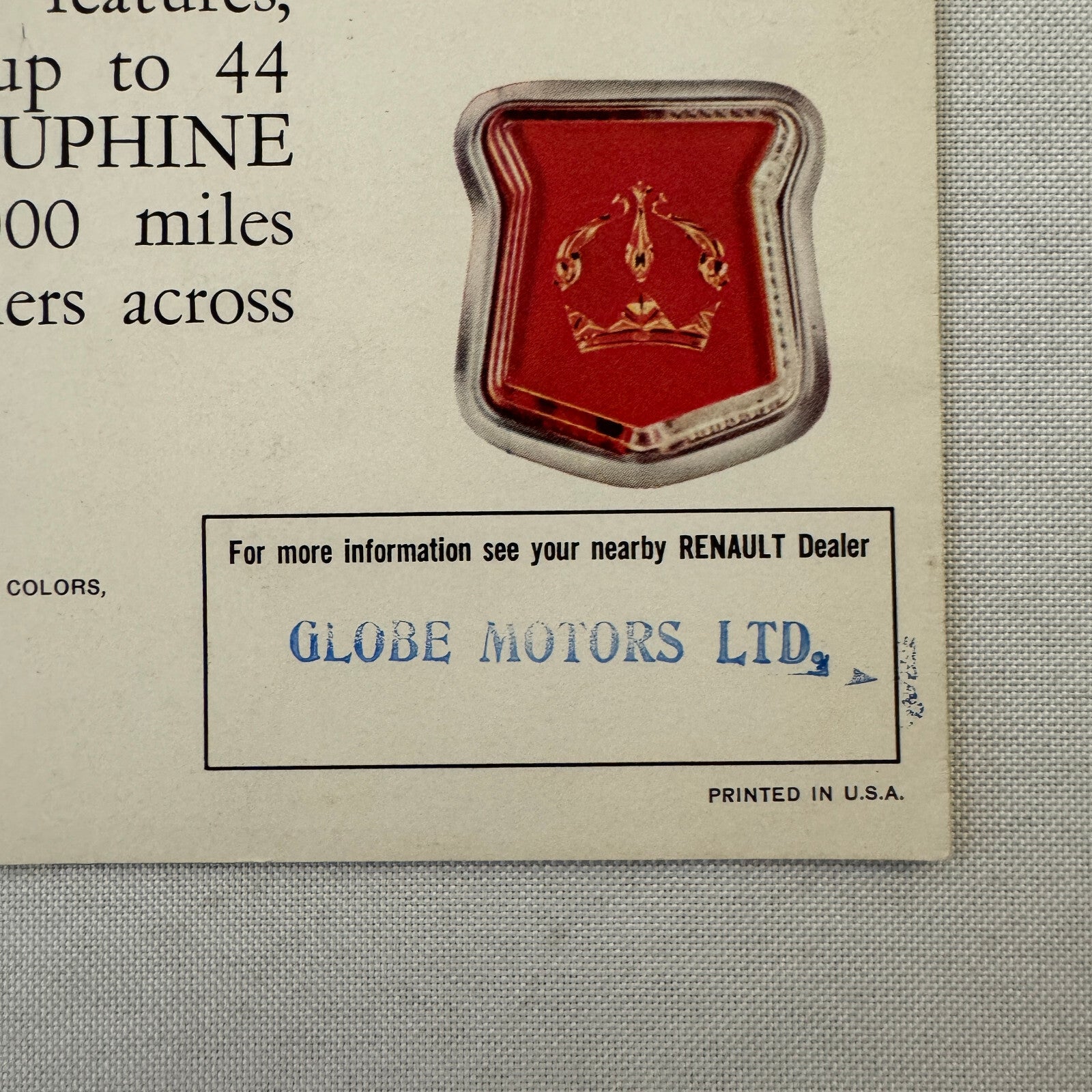 Renault Dauphine Gordini Car Sales Brochure Catalog Advertising Canadian