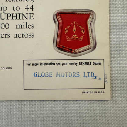 Renault Dauphine Gordini Car Sales Brochure Catalog Advertising Canadian