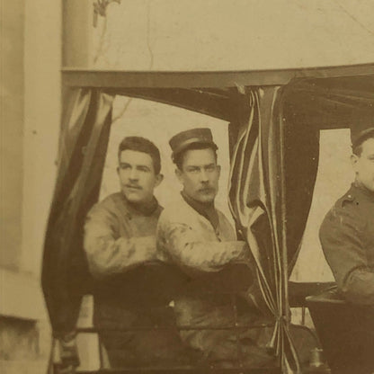 Antique Photo Photograph Print Men in Early Automobile Car Vehicle Italian ?