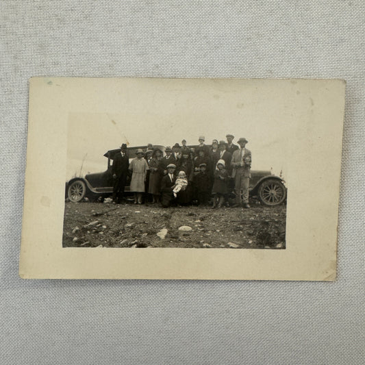 Real Photo Postcard RPPC People and Cars Automobile Antique Vintage