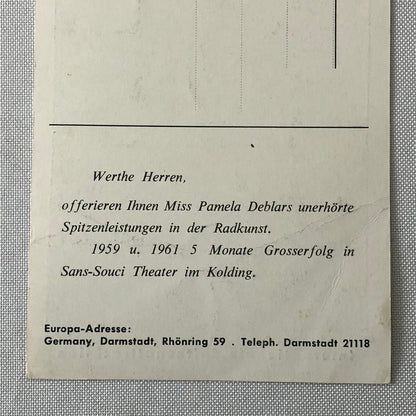 Circus Bicycle Act Performer Postcard Post Card Miss Pamela Olliver