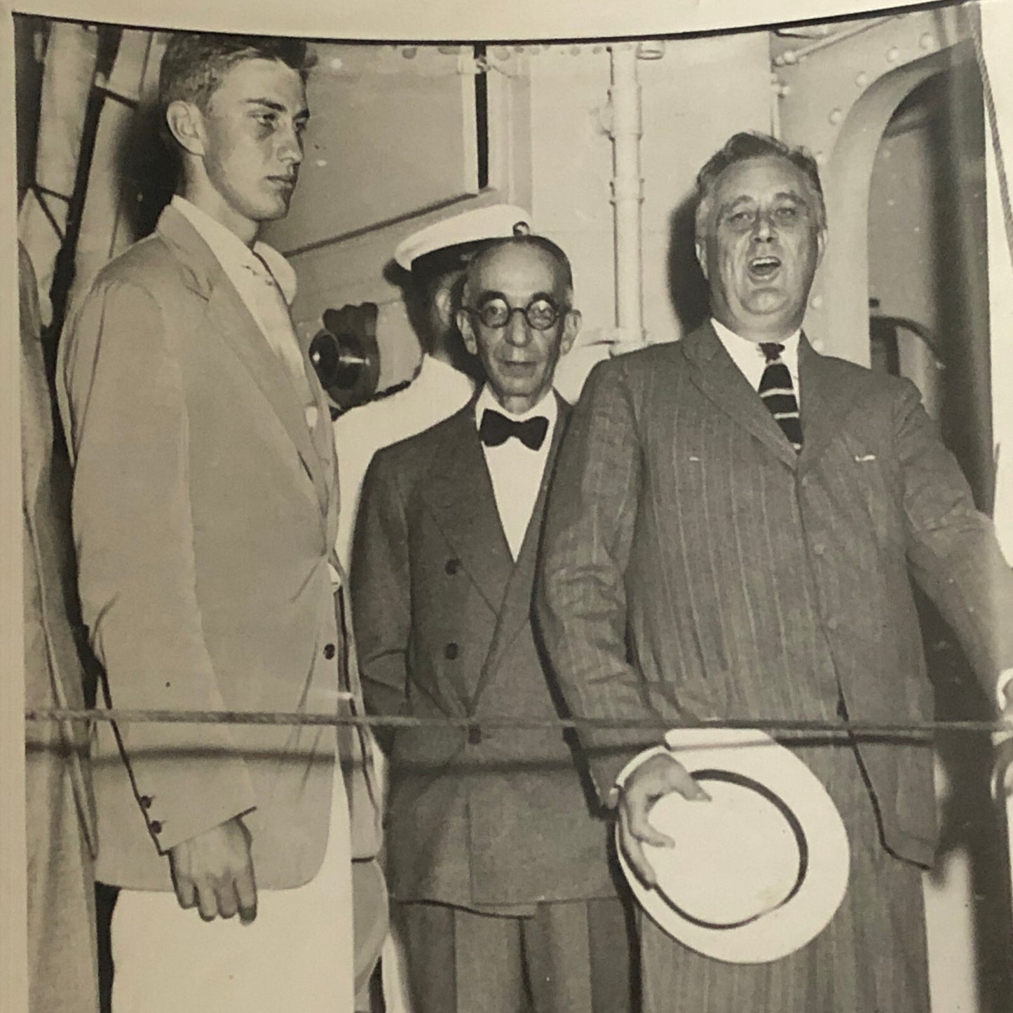 Press Photo Photograph President Franklin Roosevelt Trip Destroyer Ship 1934