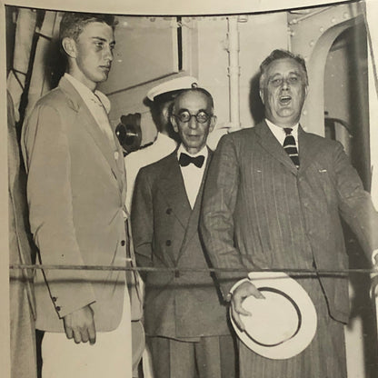 Press Photo Photograph President Franklin Roosevelt Trip Destroyer Ship 1934