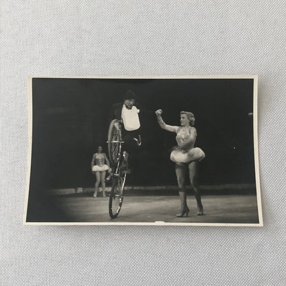 Circus Performer Clown on Bicycle Photo Photograph Vintage