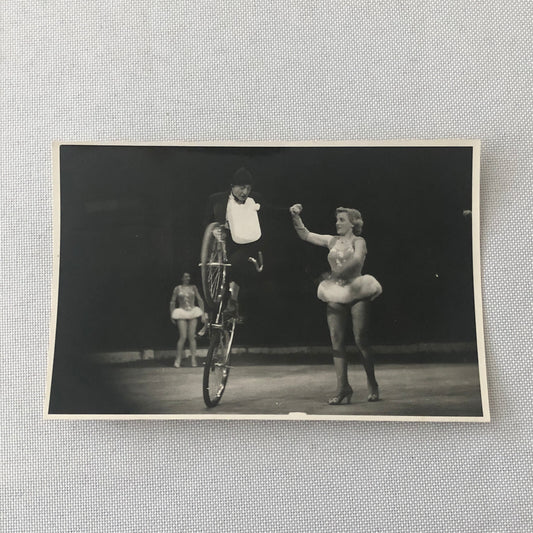 Circus Performer Clown on Bicycle Photo Photograph Vintage