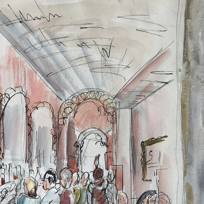 Vintage Painting Art Artwork Artist Arthur E Sudler Bar Scene People Men Women