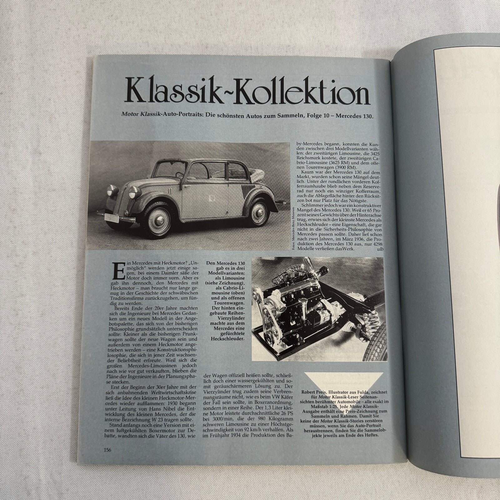 1934 Mercedes Benz 130 W23 Car Illustration Art Drawing Hand Drawn Vintage