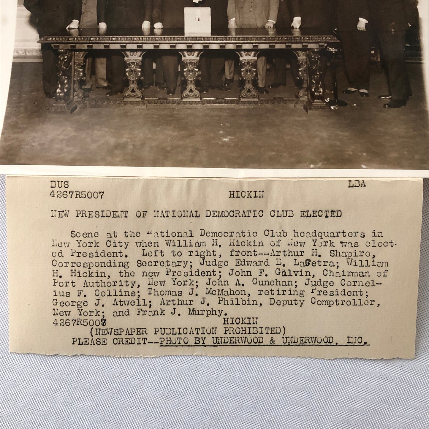 Press Photo Photograph National Democratic Club New President William H Hickin