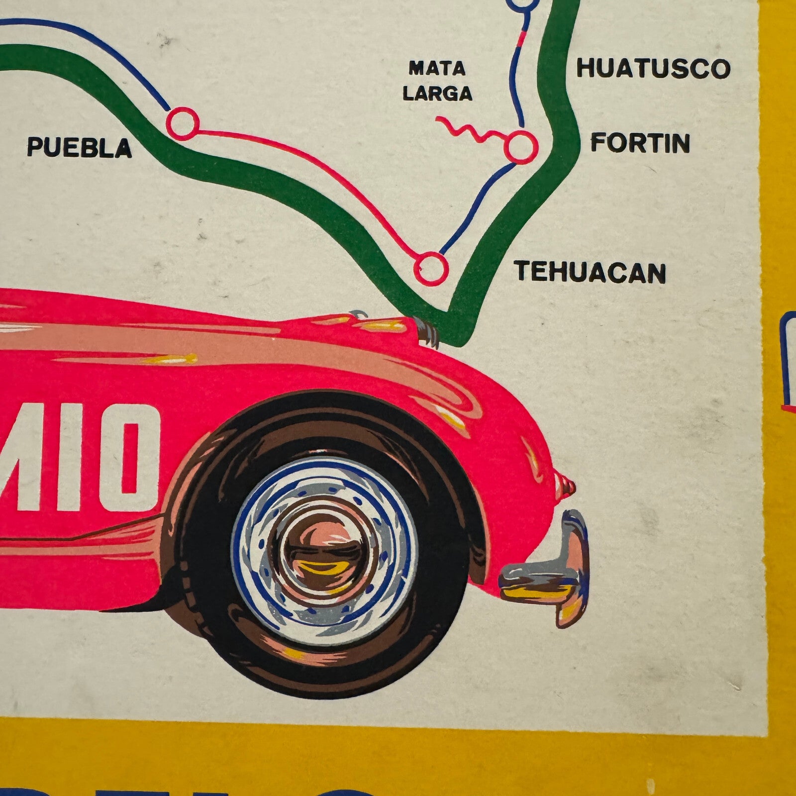 Vintage Poster Austin Healey Sprite Automovil Club Mexico Rally Morelos Racing