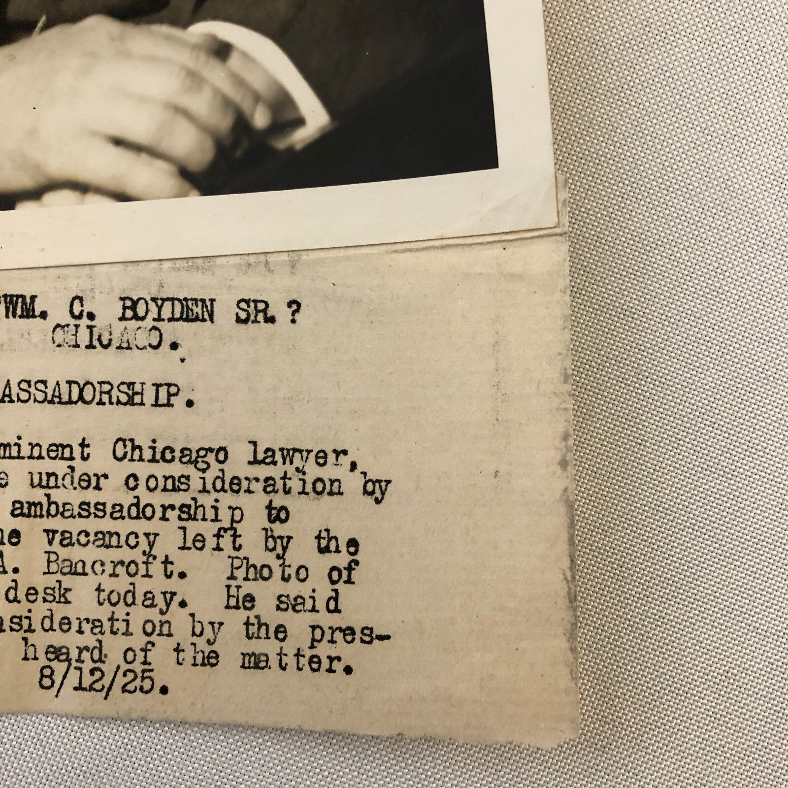 Press Photograph Photo President Coolidge Ambassador to Japan Portrait 1925