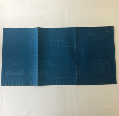 1929 Coachbuilder Car Design Blueprint Rendering Blue Print Limousine Body Style