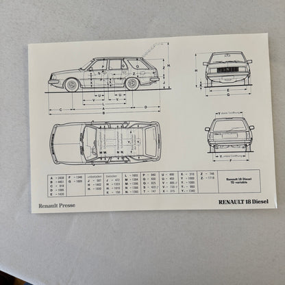 Renault 18 Diesel Car Factory Press Kit Renault 18 TD GTD GERMAN Text 1980 1981