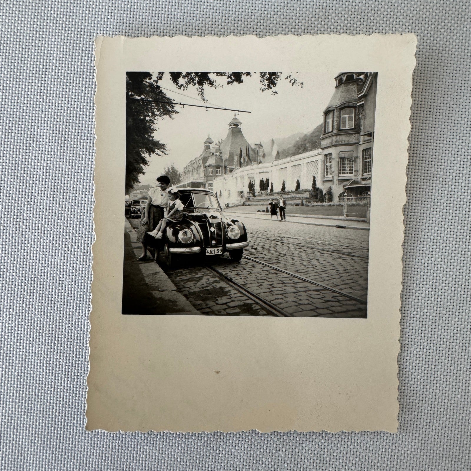 Vintage Photograph Photo Print Snapshot Car Auotmobile Woman Child 1955