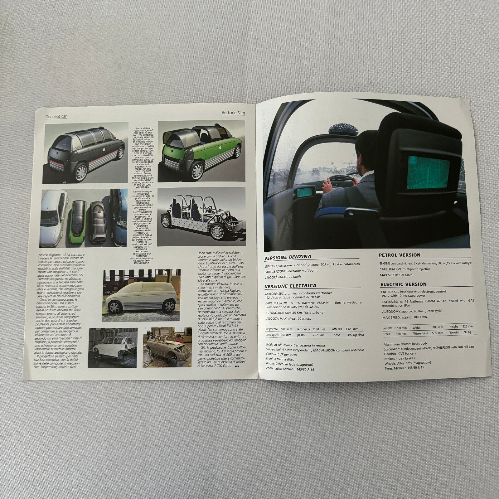 Bertone Slim Concept Car Prototype Sales Brochure Catalog 2000