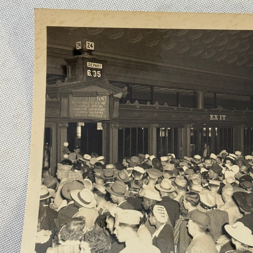 Vintage Railroad Station Photograph Washington DC Crowd Photo