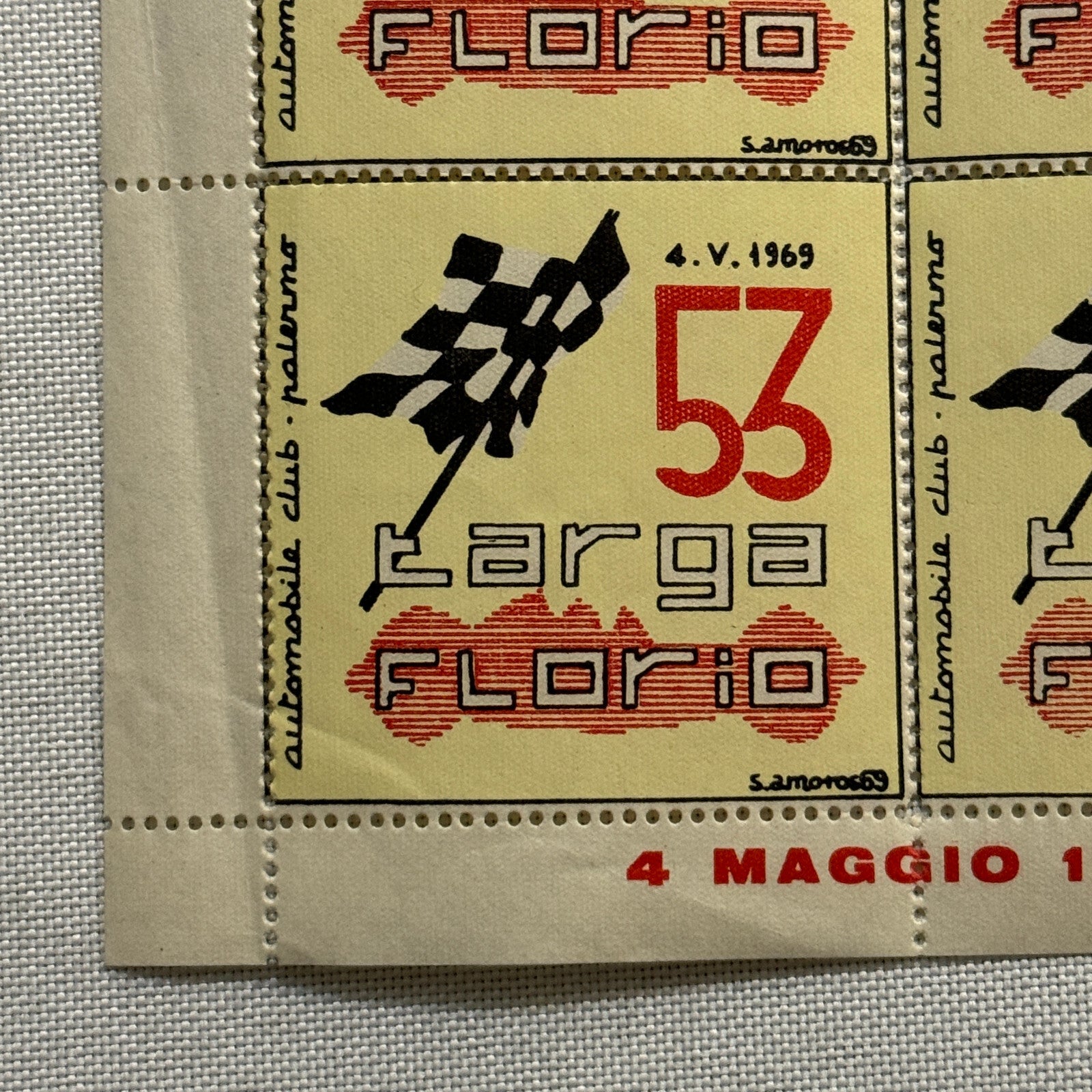 1969 Targa Florio Race Racing Postage Stamp Sheet 4x Stamps