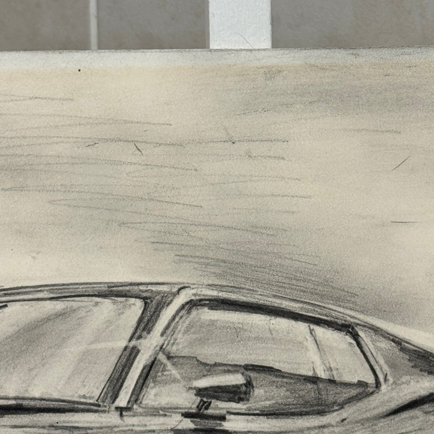 Ford Mustang Vintage Car Illustration Drawing Sketch Original Art Signed