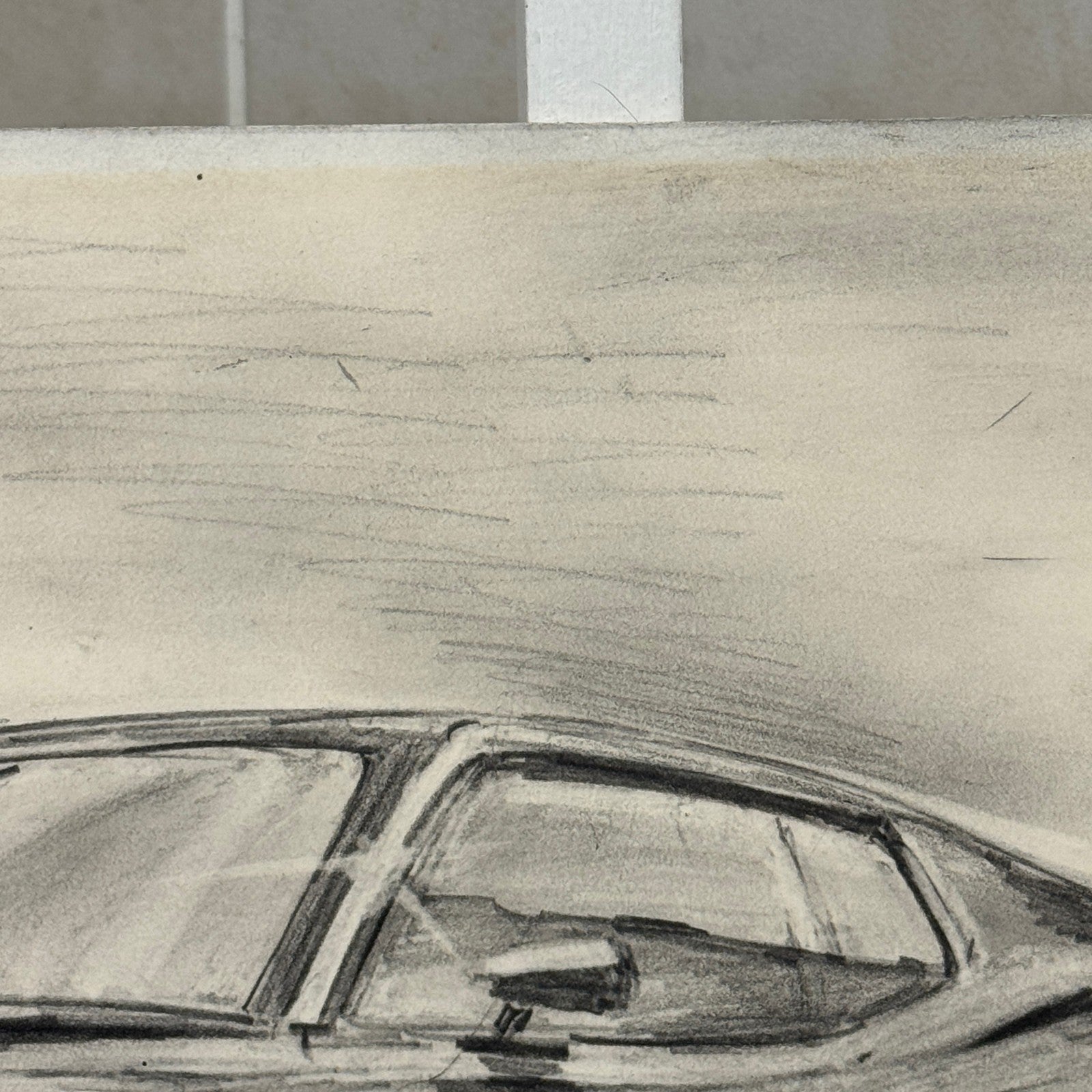 Ford Mustang Vintage Car Illustration Drawing Sketch Original Art Signed
