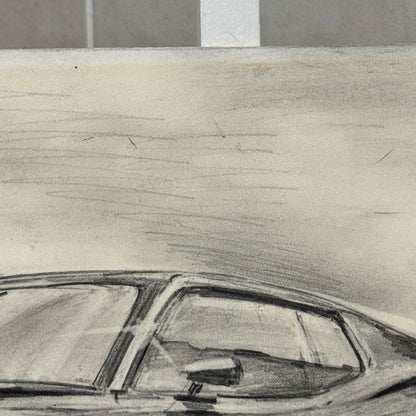 Ford Mustang Vintage Car Illustration Drawing Sketch Original Art Signed