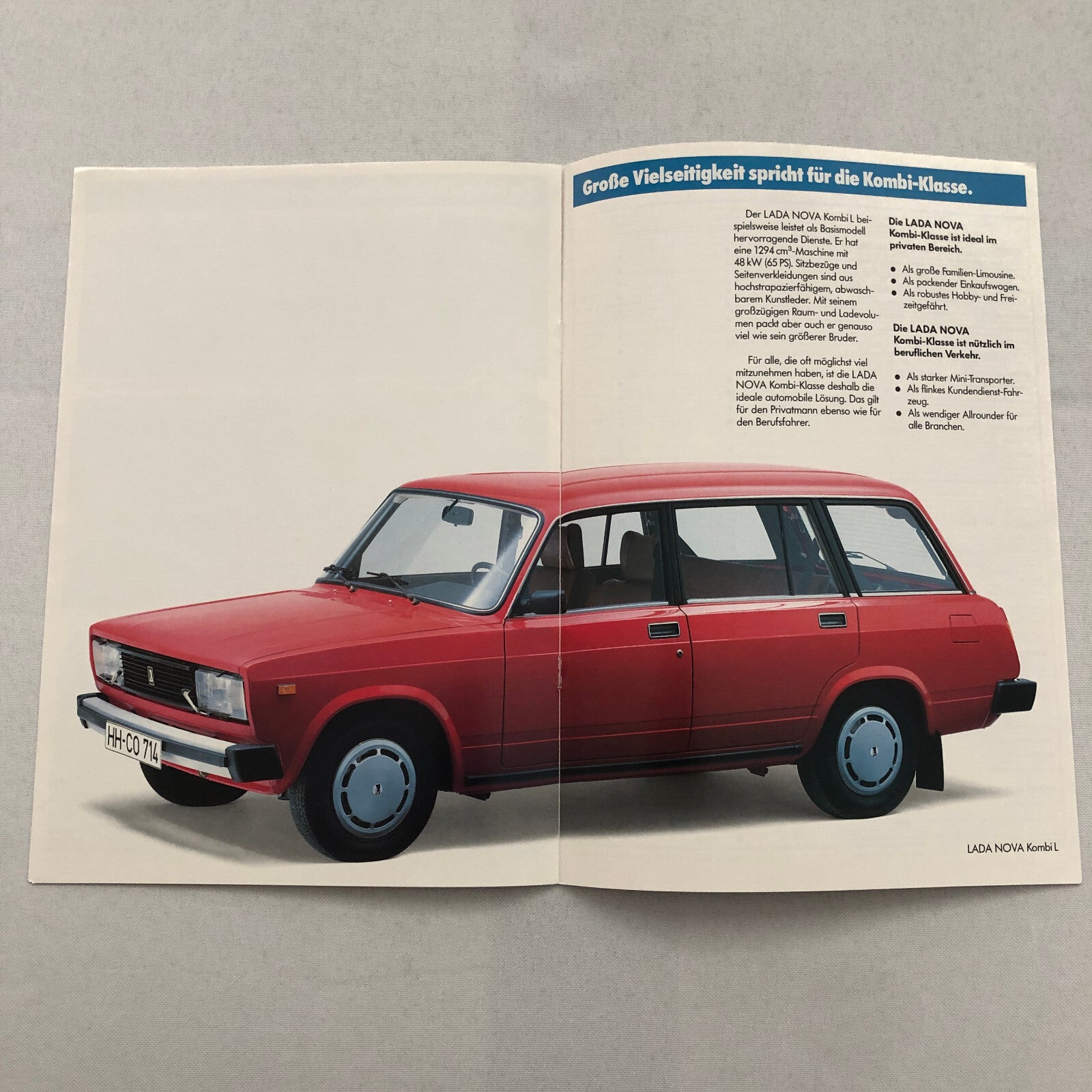 Lada Nova Kombi Station Wagon Sales Brochure Catalog L GL GERMAN Text